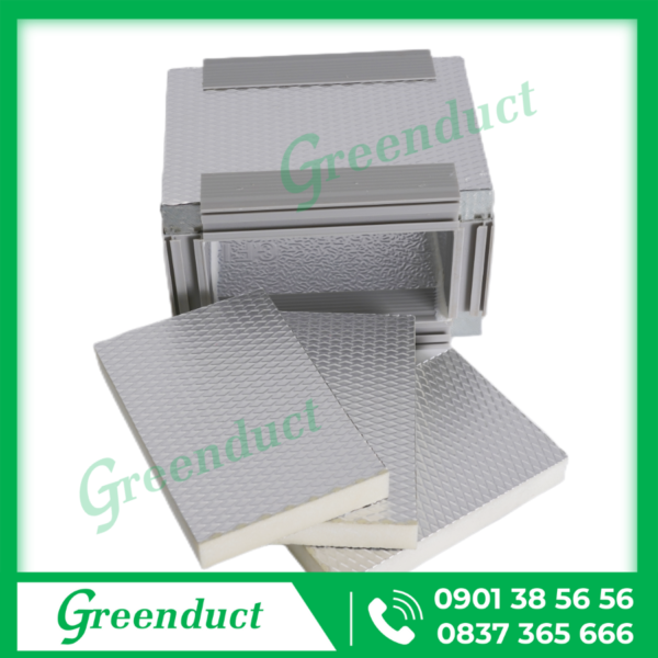 Ống gió PIR 1 mặt tấm nhôm 1 mặt foil nhôm