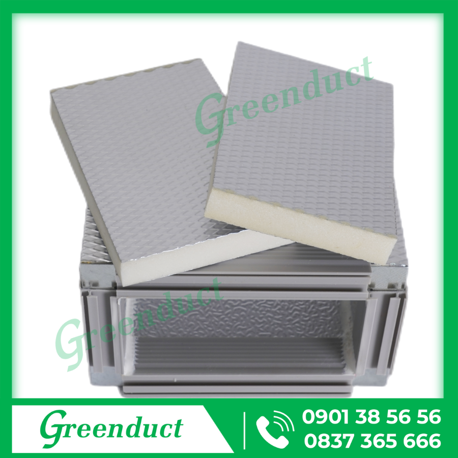 Ống gió PIR 1 mặt tấm nhôm 1 mặt foil nhôm - Ảnh 4