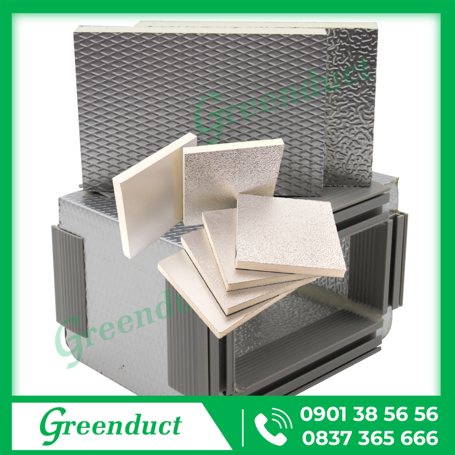Ống gió PIR 1 mặt tấm nhôm 1 mặt foil nhôm - Ảnh 3